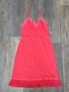 Luxie Coral Lace-Trim Slip Dress